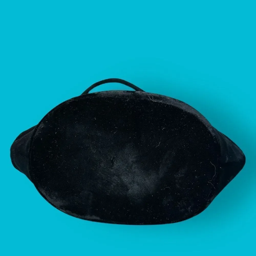 Vintage Velvet Handbag Black Silk Gold Pentagon Box Purse Art Deco